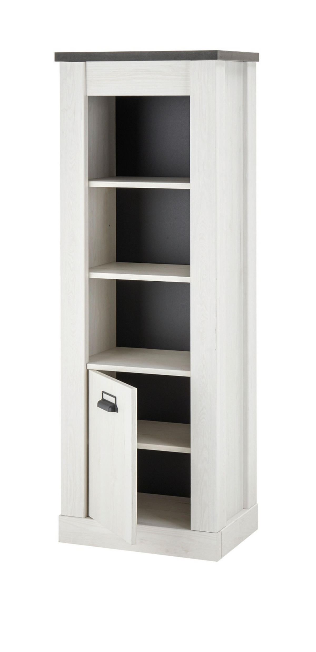 BADSCHRANK weiß Pinie, anthrazit Landhaus, Midischrank mit Soft-Close - Anthrazit/Weiß, Holzwerkstoff/Metall (51/146/38cm) - Furn.Design