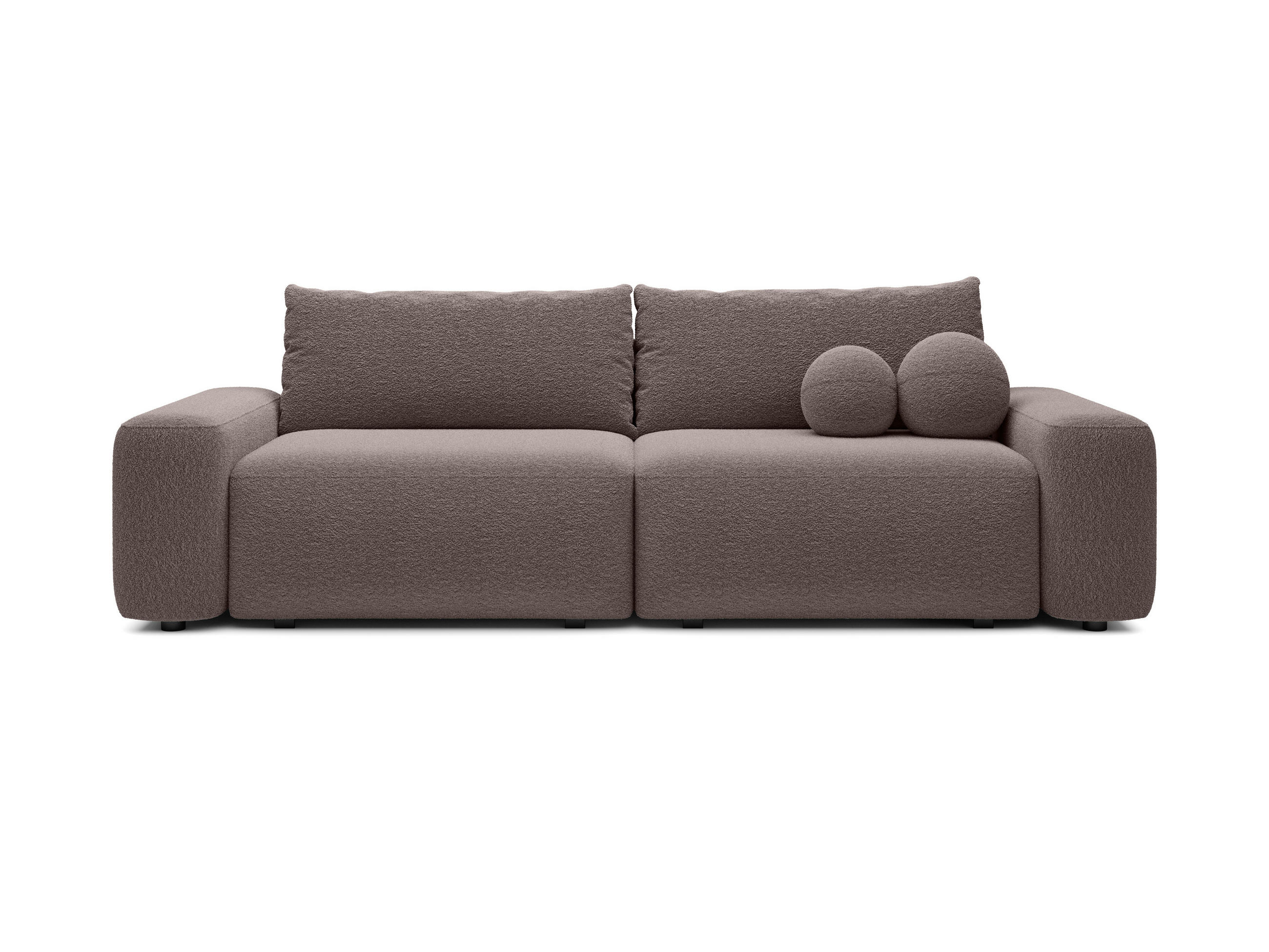 BETTSOFA RUOTA Braun Bucle-Stoff mit Schlaffunktion - Braun, Textil (105/87/257cm) - MASSENO