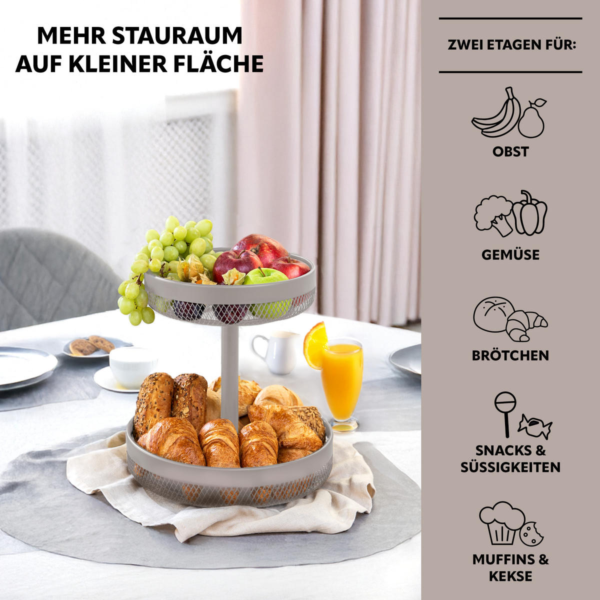 OBSTKORB, taupe, Metall - Taupe, Metall (31.5cm) - eluno