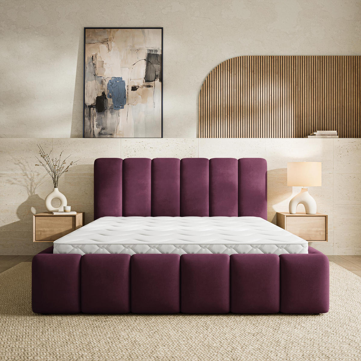 ČALOUNĚNÁ Postel RANIS 160x200 cm Fialová - fialová, kompozitní dřevo/textil (160/200cm) - MASSENO
