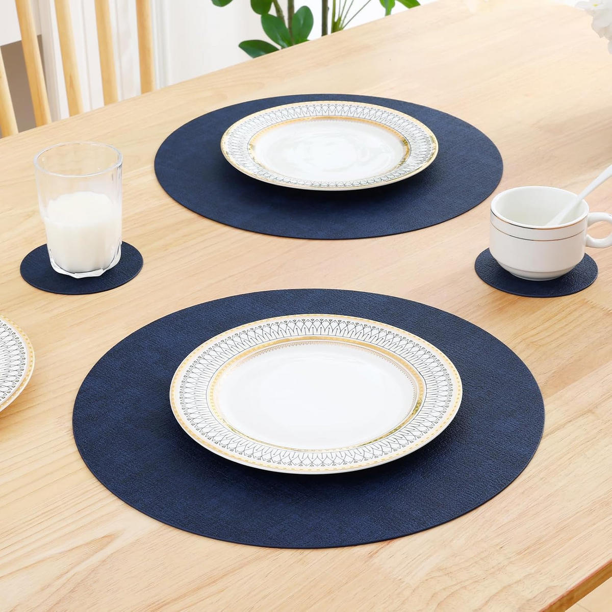 PLATZSETS (10-teiliges Set) – 33 cm – Blau - Dunkelblau, Leder (33/33cm)
