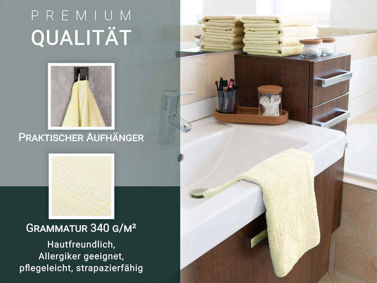 HANDTÜCHER, 10er-Set, 50x100 cm, 70% Baumwolle, 30% Polyester, Gelb - Gelb, Textil (50/100cm) - Zollner