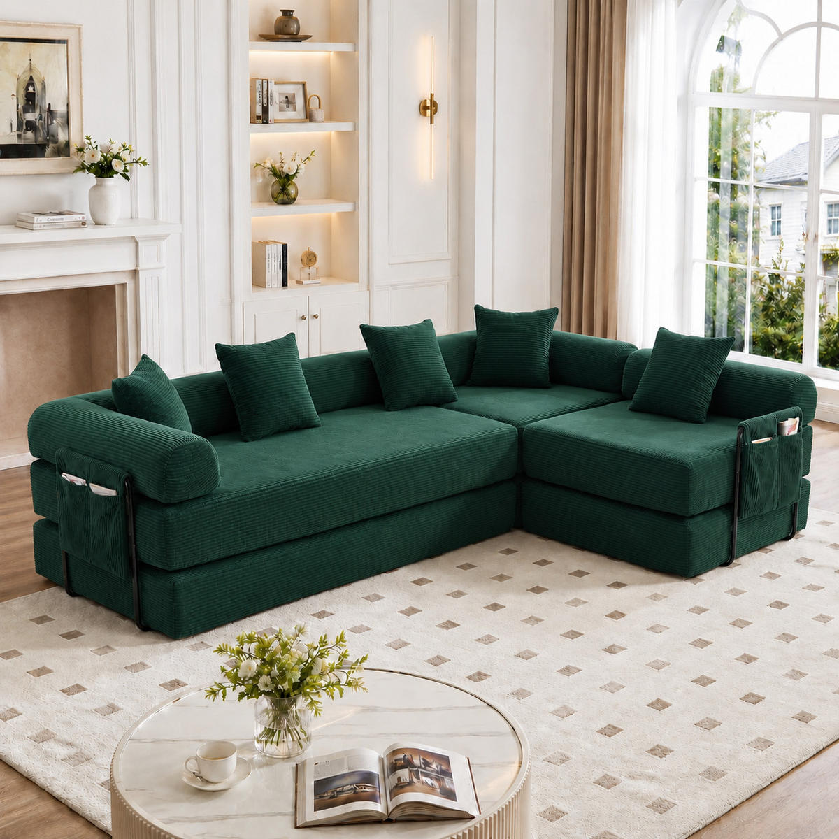 ECKSOFA DE-33695 mit Vakuumverpackung Smaragdgrün - Grün, Textil (270/180cm) - ComfortXL