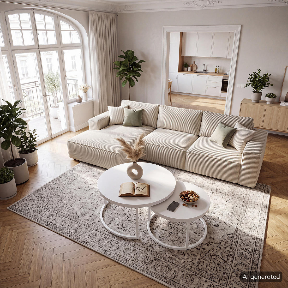 COUCHTISCH - 2er-Set - Kaschmir - Beige, Holzwerkstoff/Metall (74/74/40cm) - home24