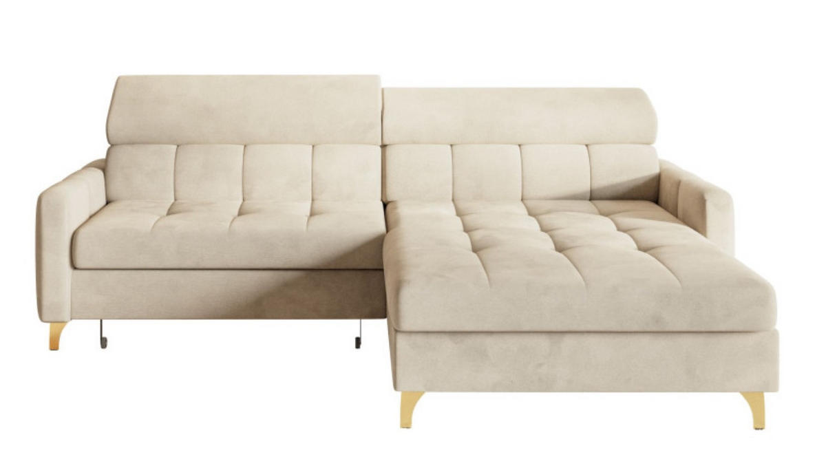 ECKSOFA Creme BAMBINO Mit Verstellbaren Kopfstützen Rechts - Beige/Creme, Textil (174/223cm) - Sepro Meble