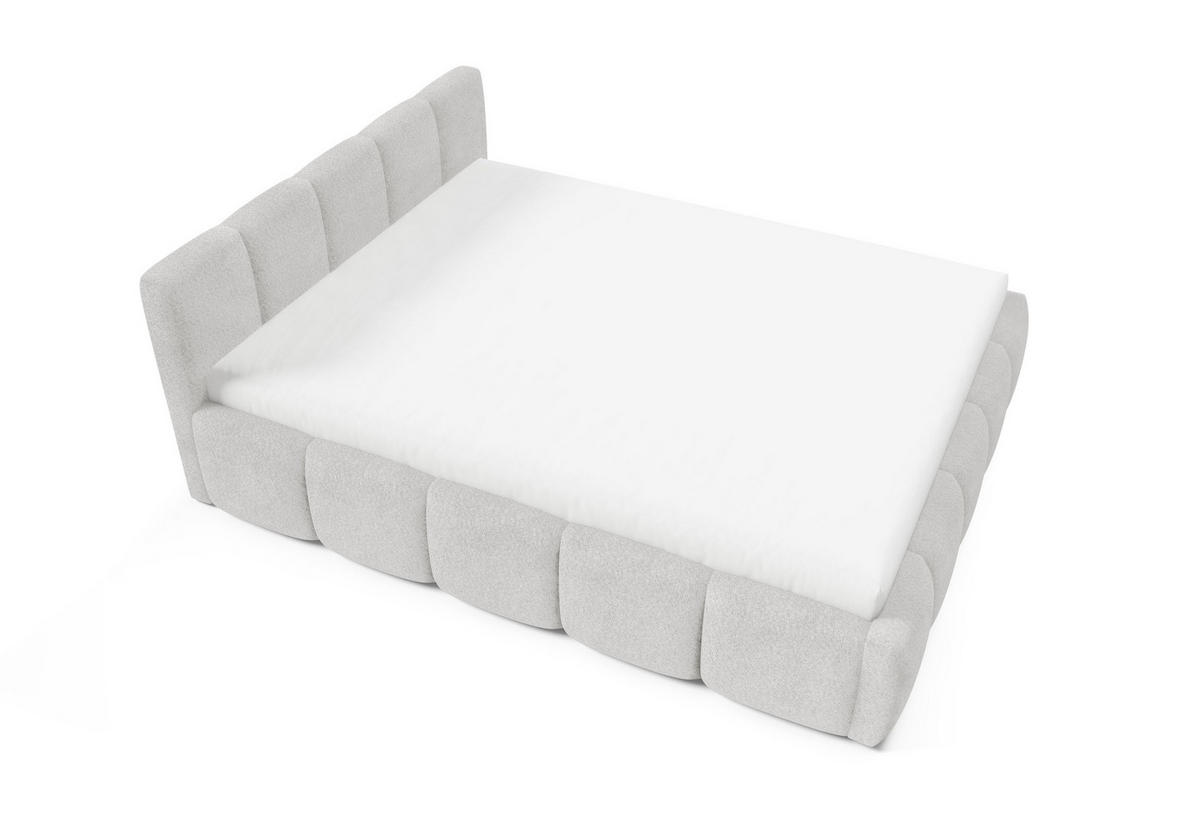 POLSTERBETT QUATTRO, 180x200 cm, Doppelbett mit Bettkasten, Boucle Stoff, Frabe: Hellgrau - Hellgrau, Holz/Textil (180/200cm)