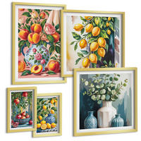 BILDER SET 5er Set - 50x50 cm & 20x30 cm & 40x60 cm Goldrahmen - Amalfi-Zitronen und -Orangen - Goldfarben, Kunststoff (40/60cm) - TULUP