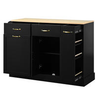 SIDEBOARD mit Abfallfach, Gewürzregal und Schubladen, Schwarz - Schwarz, Holzwerkstoff (133.5/86/40cm)