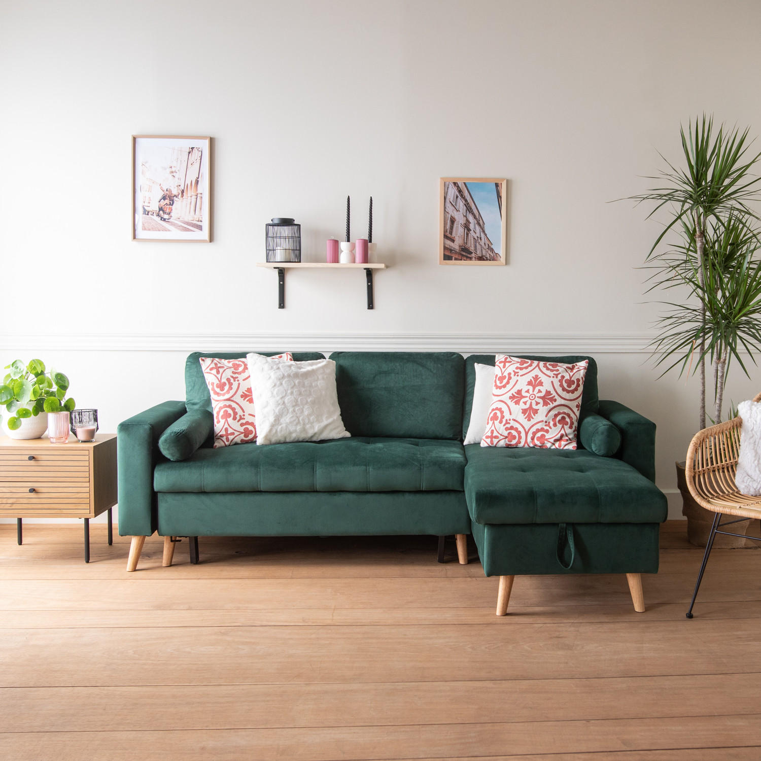 ECKSOFA JAMES GRÜN 3 PLÄTZE - Grün, Textil (145/225cm) - Happy Garden