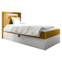 BOXBETT Gold Junior 1, Seite zum Öffnen des Bettkastens: Links - Gelb/Weiß, Holz (90/200cm) - MIRJAN24