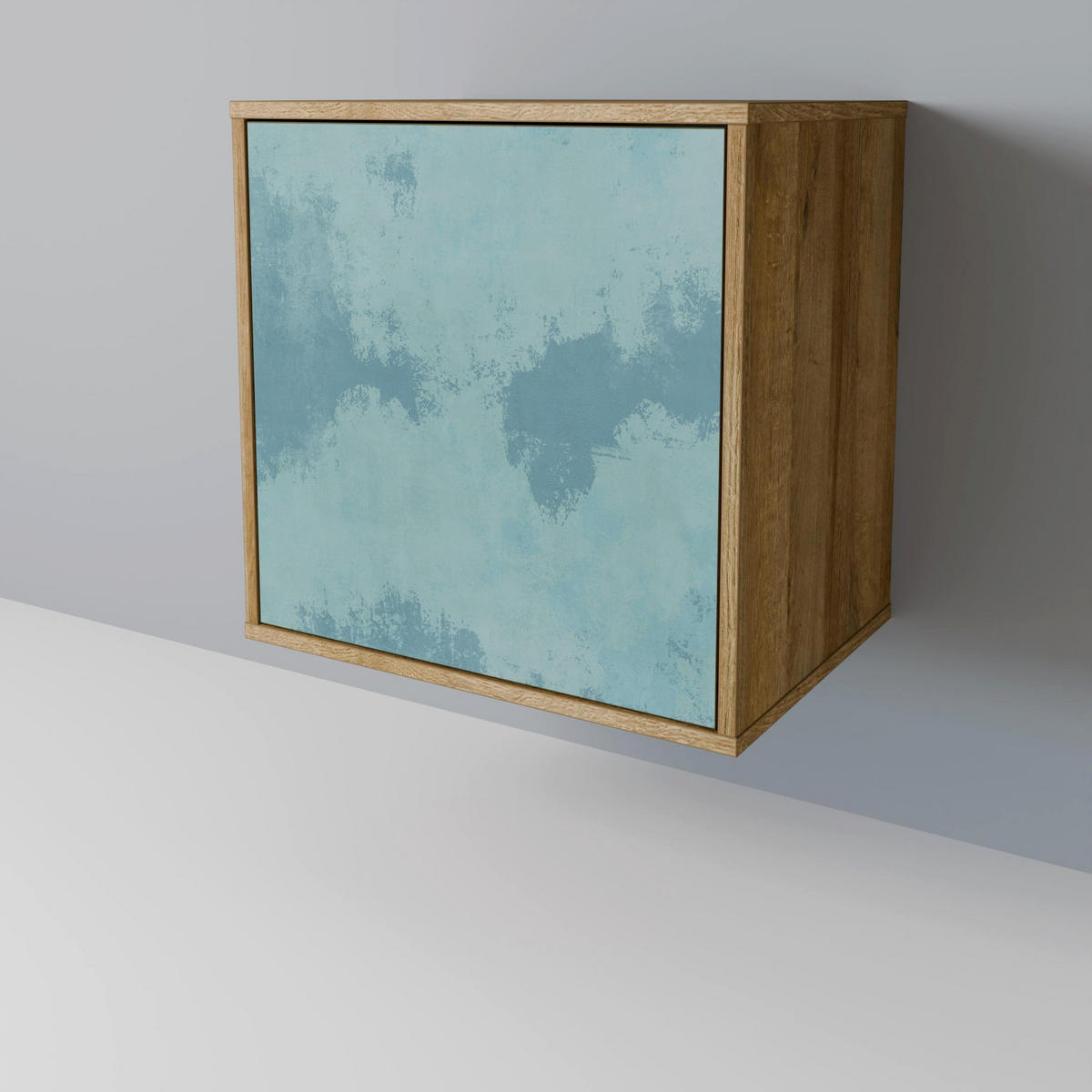 SIDEBOARD SKY WASH, Eichefarben, 57,5x42x70,5 cm, Schwarze Metall-Sternfüße - Eichefarben/Multicolor, Holzwerkstoff/Metall (57.5/70.5/42cm) - SpaceRebels