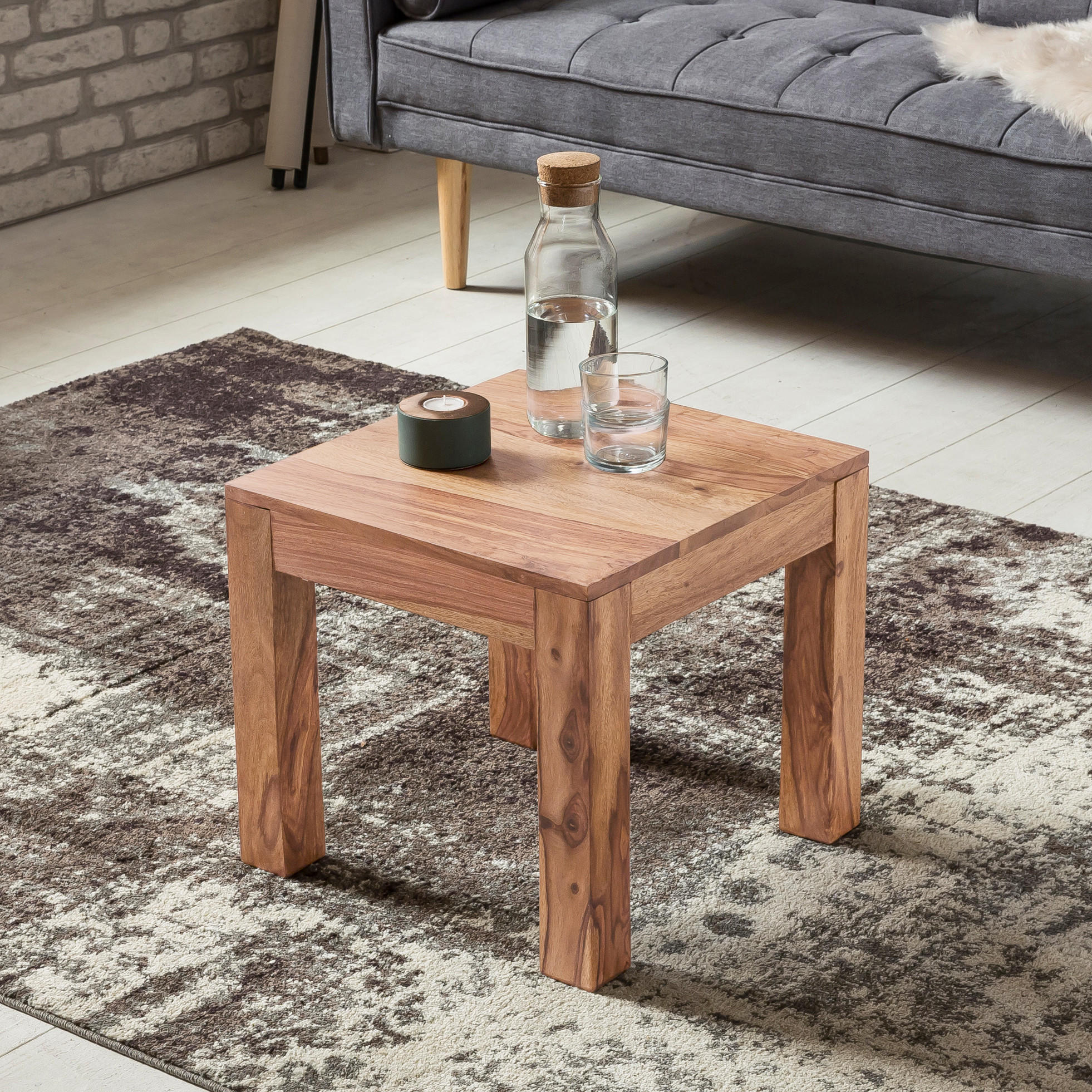 COUCHTISCH FEZA Akazie Beistelltisch - Braun, Holz (45/45/40cm) - tinkaro