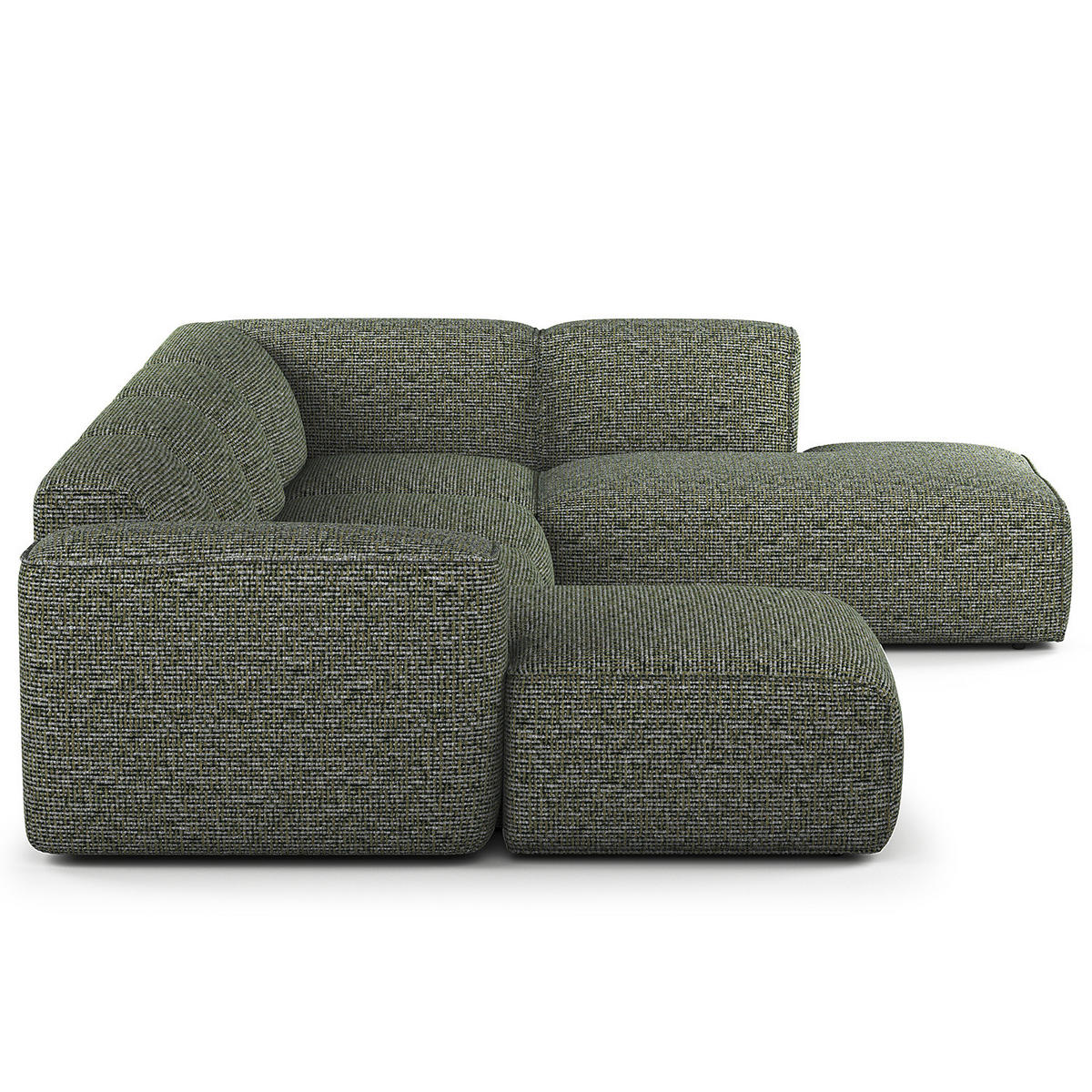 WOHNLANDSCHAFT mit Longchair - Schwarz/Grün, Kunststoff/Textil (325/71/235cm) - home24