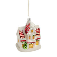 WEIHNACHTSKUGEL Glas MATTONE, 7x12 cm, Haus, Christbaumkugeln, Weihnachtsdeko Xmas, Christmas Deko - Rot, Glas (9.5/7/12cm) - home&you