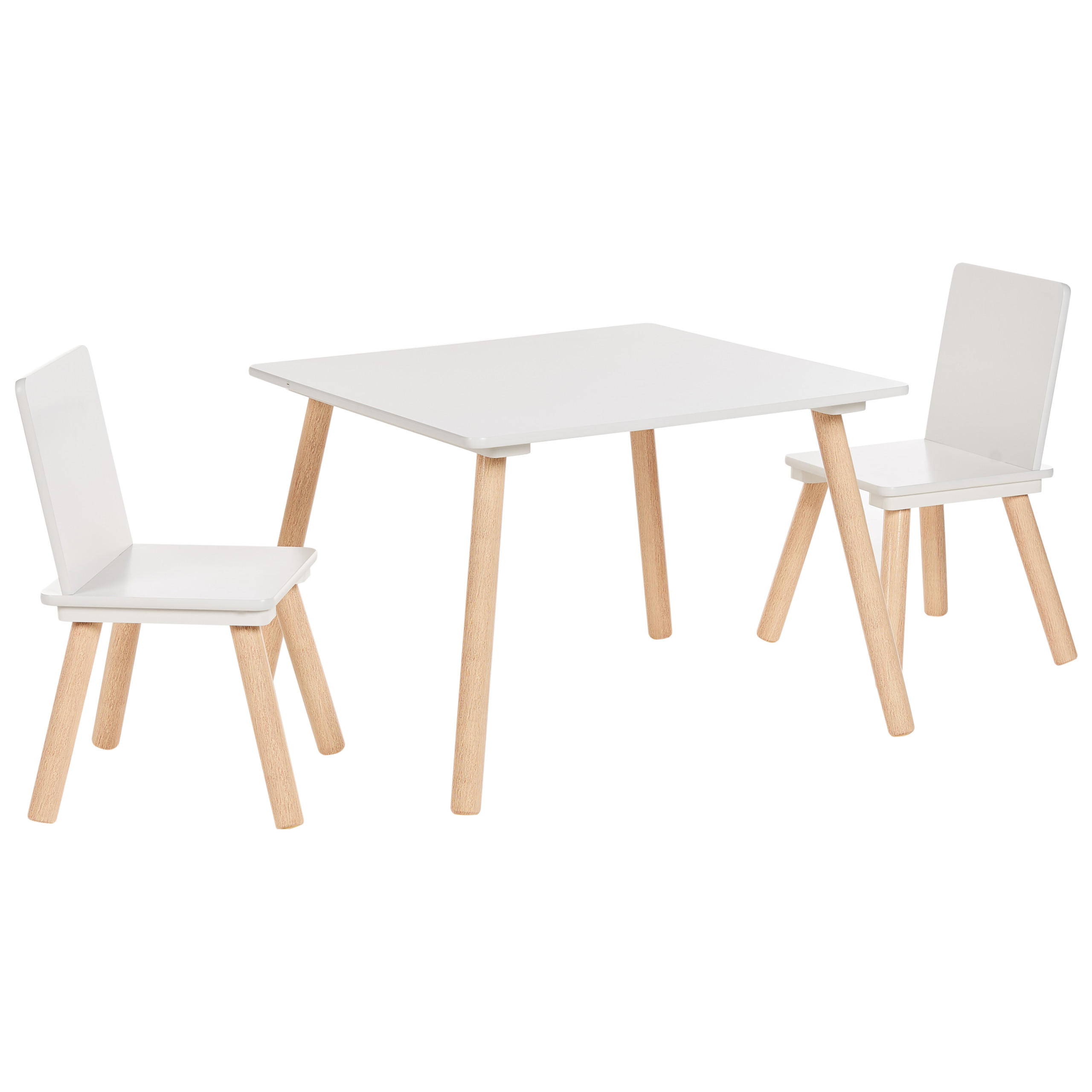 KINDERTISCH mit Stühlen Weiß Wringley - Weiß, Holzwerkstoff (60/42/60cm) - Beliani