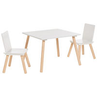 KINDERTISCH mit Stühlen Weiß Wringley - Weiß, Holzwerkstoff (60/42/60cm) - Beliani