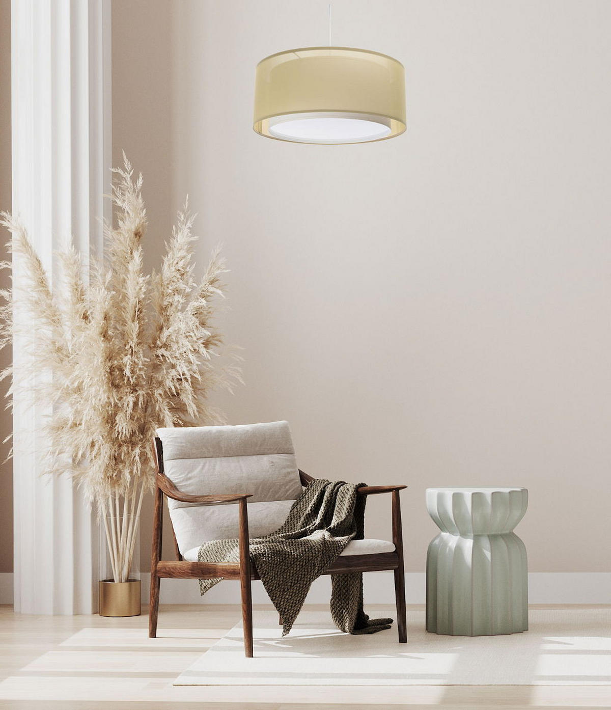 HÄNGELEUCHTE Pastell 60/22 cm - Beige/Weiß, Kunststoff (60/1.5/22cm) - ONZENO