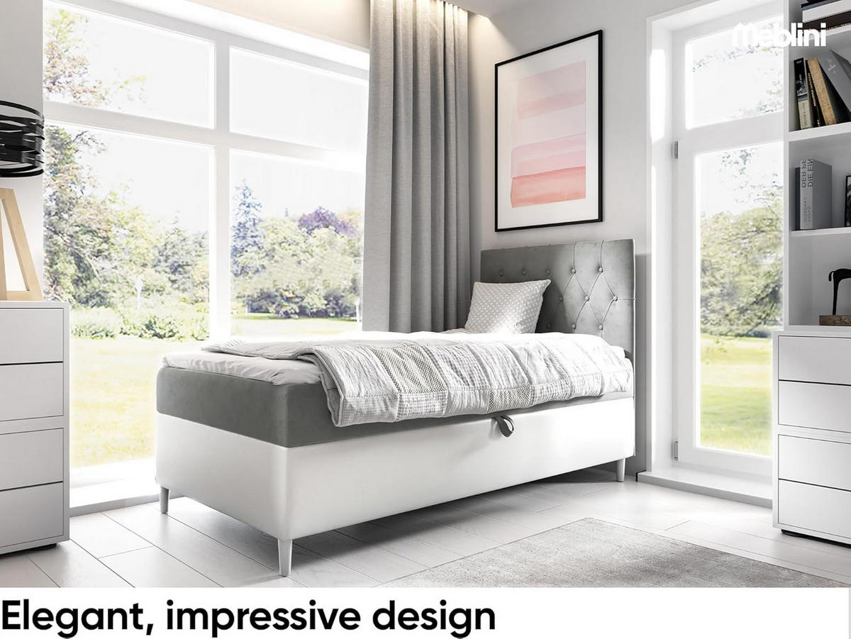 KINDERBETT FLIPPO 1 - Weiß/Grau, Holzwerkstoff (82/208cm) - Meblini