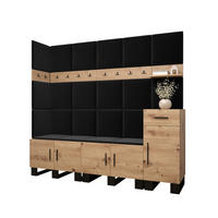 GARDEROBEN-SET 196/210/45,6 - Dunkelgrau/Schwarz, Holz/Kunststoff (210/196/45.6cm) - Abiks Möbel