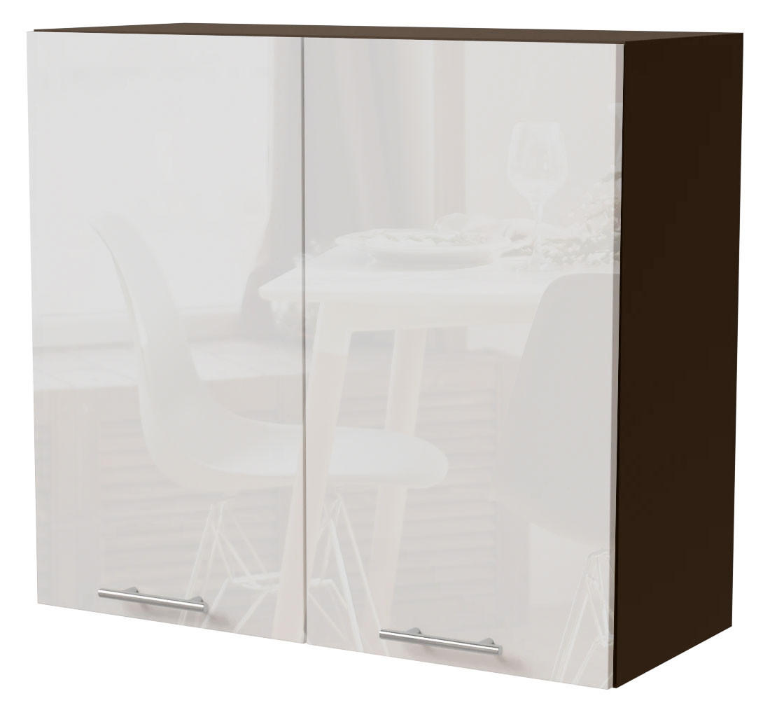 Feldmann-Wohnen Küchenhängeschrank Weiß Hochglanz, Dunkelgrau 80x72x32.5 cm