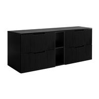 BADEZIMMERSCHRANK : schwarz, 140 (2 x 60 + 20) x 58,6 x 46 cm - Schwarz, Holzwerkstoff (140/58.6/46cm) - 3XE LIVING