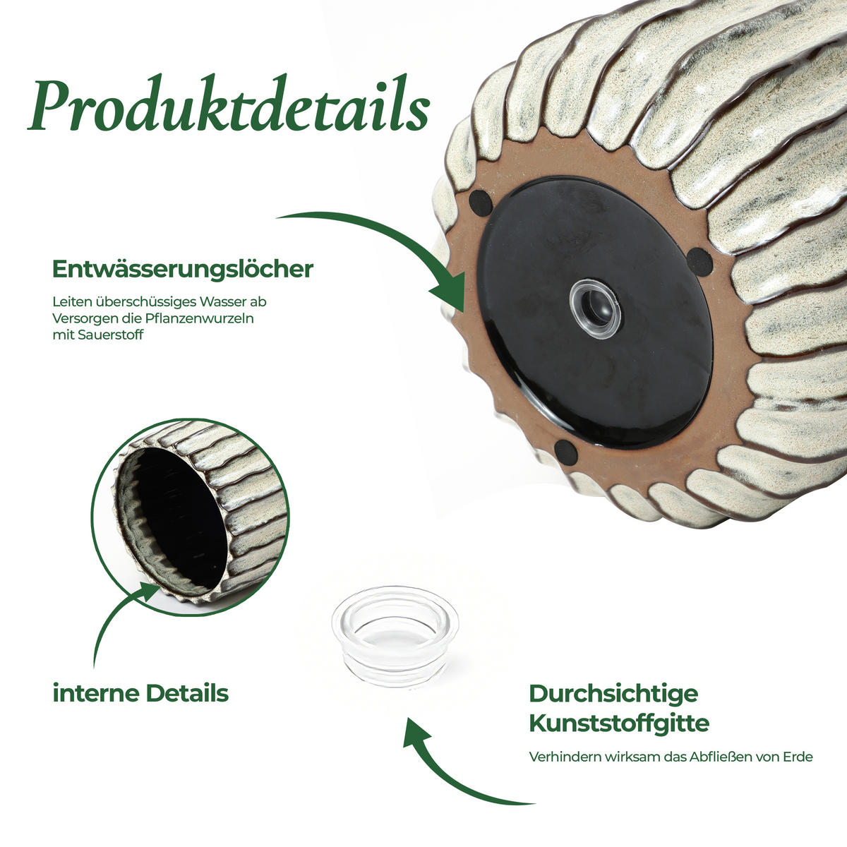 KERAMIK-BLUMENTOPF salbeigrün, Ø 23 × H 21 cm - Salbeigrün, Keramik (22cm)