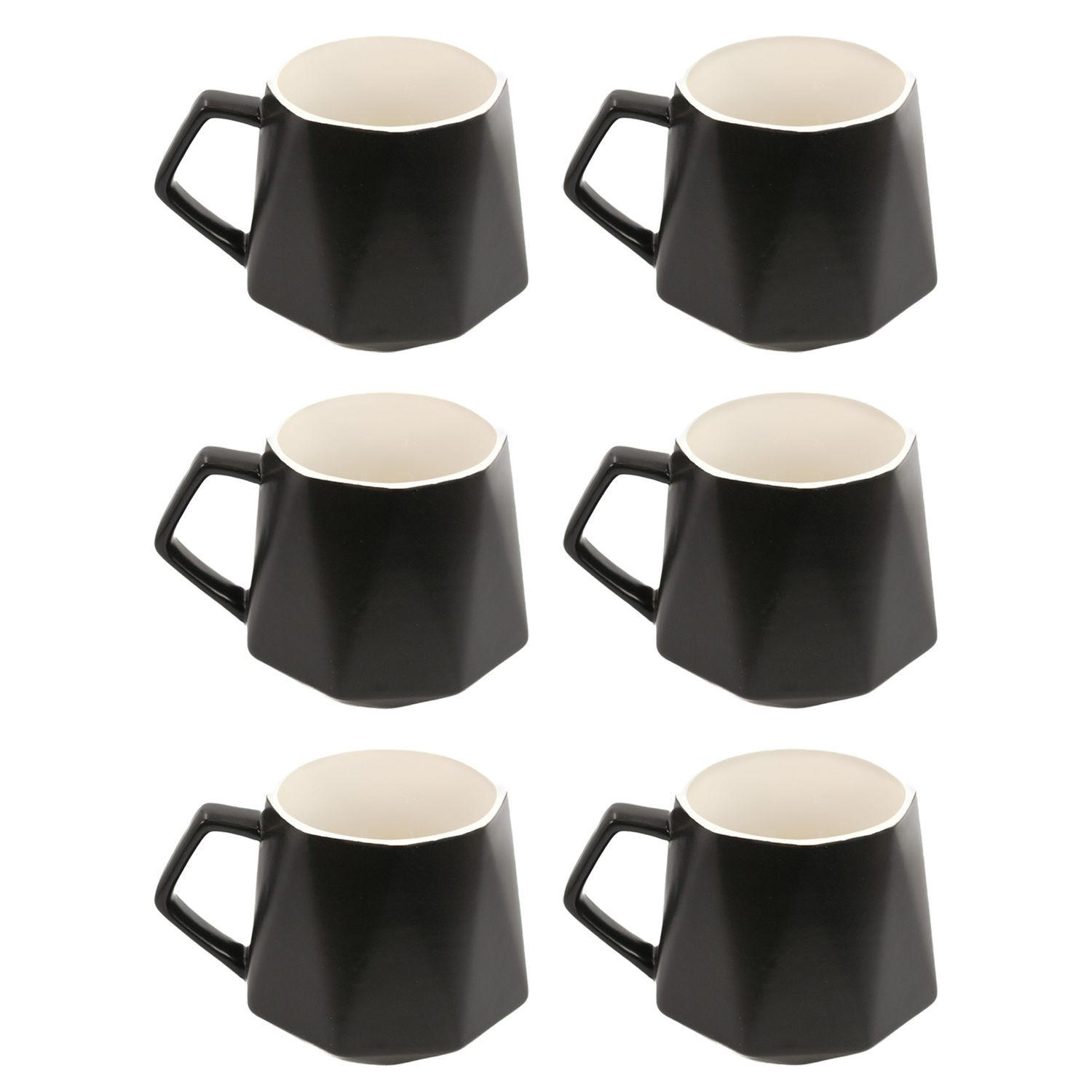 TEETASSE in Feinschliff Optik 350 ml (6-tlg.) - Schwarz, Keramik (0.35L) - Intirilife