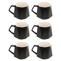 TEETASSE in Feinschliff Optik 350 ml (6-tlg.) - Schwarz, Keramik (0.35L) - Intirilife