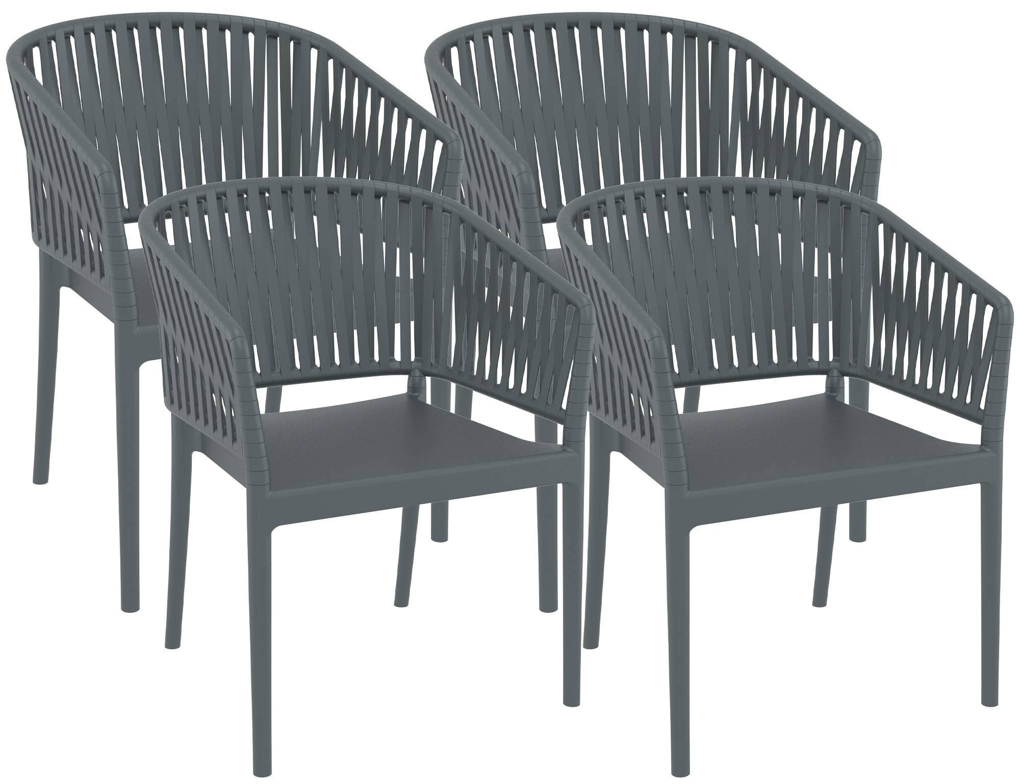 GARTENSTUHL 4er Set Kunststoff Dunkelgrau - Dunkelgrau, Kunststoff (58/80/58cm) - CLP