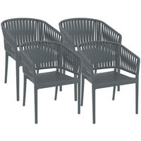 GARTENSTUHL 4er Set Kunststoff Dunkelgrau - Dunkelgrau, Kunststoff (58/80/58cm) - CLP