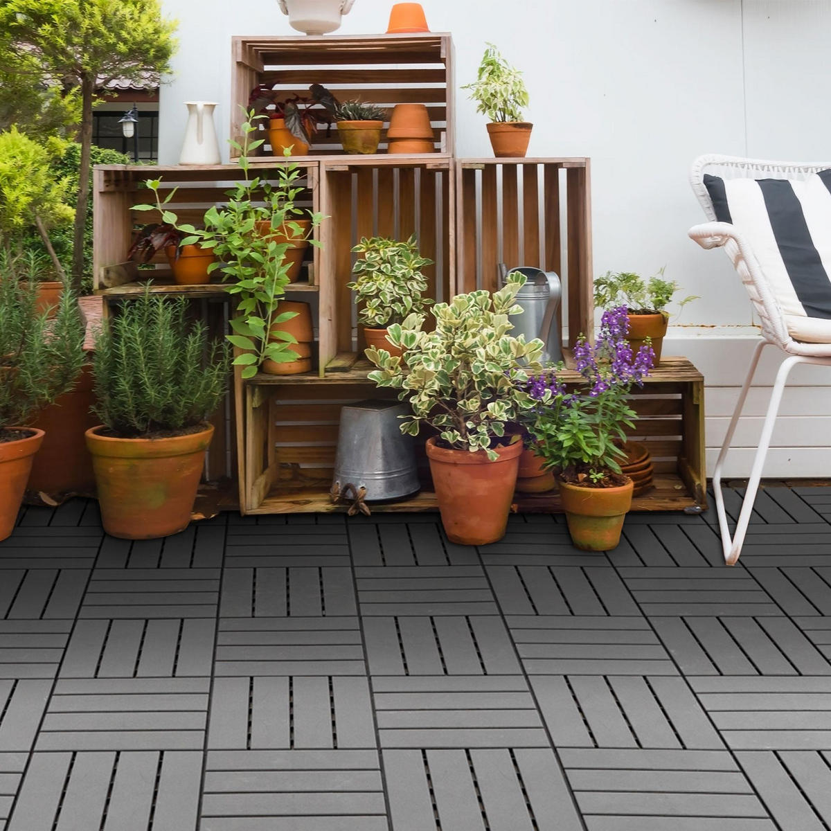 BODENPLATTEN 9er-Set DE-13727 Schwarz - Schwarz, Kunststoff (30/30/2cm) - ComfortXL