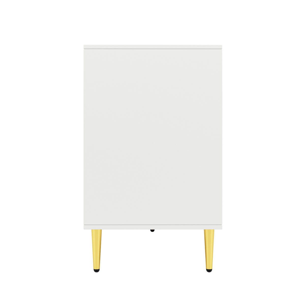 SIDEBOARD Weiß 152cm Wellendesign Gold Griffe Füße - Weiß, Holzwerkstoff (152/75/40cm) - FLIEKS