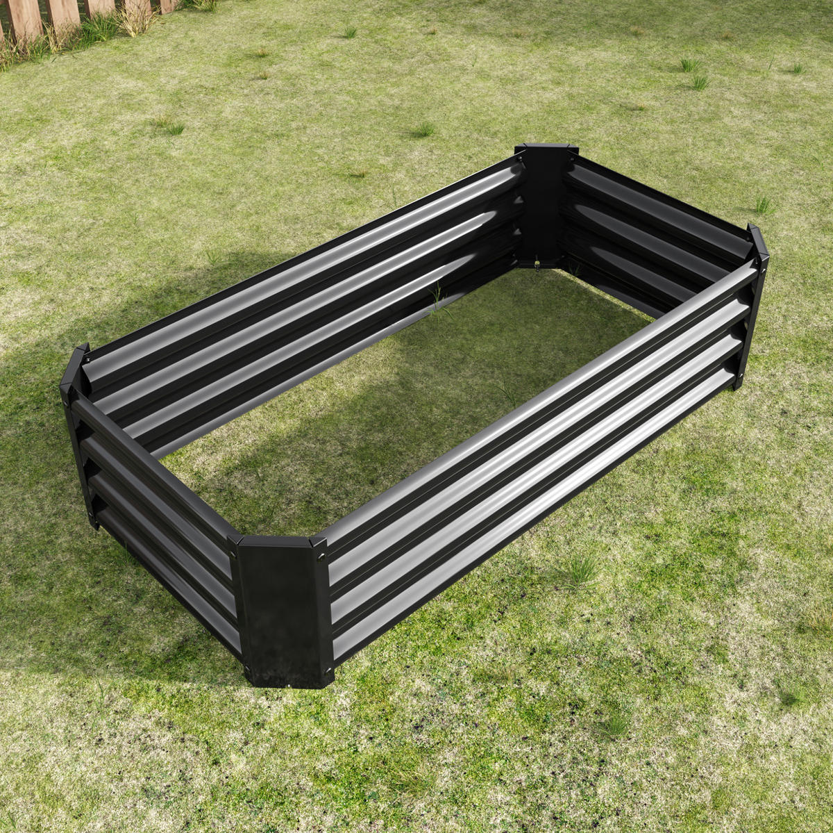 BLUMENKASTEN aus Metall 120x60x30 cm in Schwarz mit offener Basis - Schwarz, Metall (60/30/120cm) - Modfu