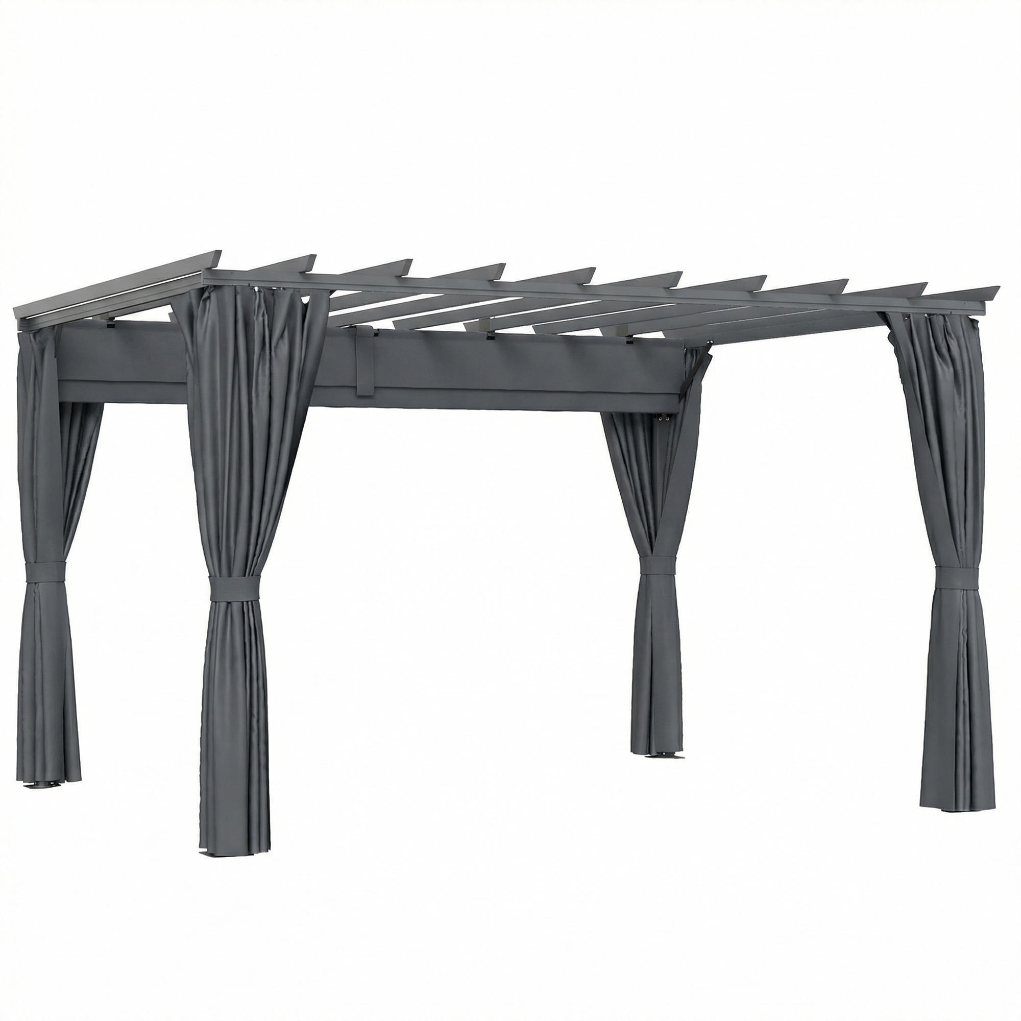 PERGOLA Aluminium Polyester Dunkelgrau - Dunkelgrau, Textil/Metall (293/225/357cm) - Outsunny