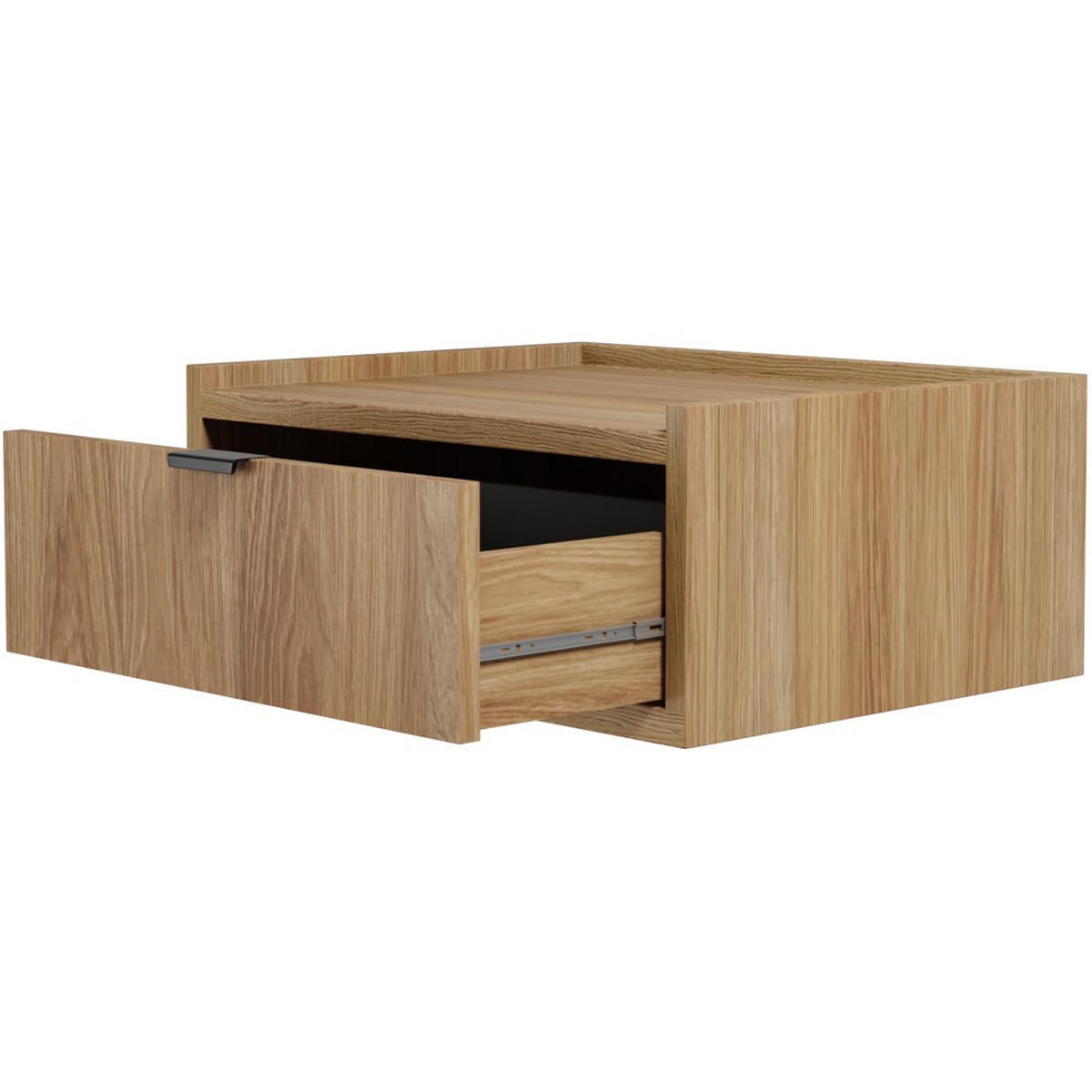 NACHTTISCH Evron mit 1 Schublade, Hängender, Hikora Eiche - Eichefarben/Schwarz, Holzwerkstoff/Metall (51/21/40cm) - Beautysofa