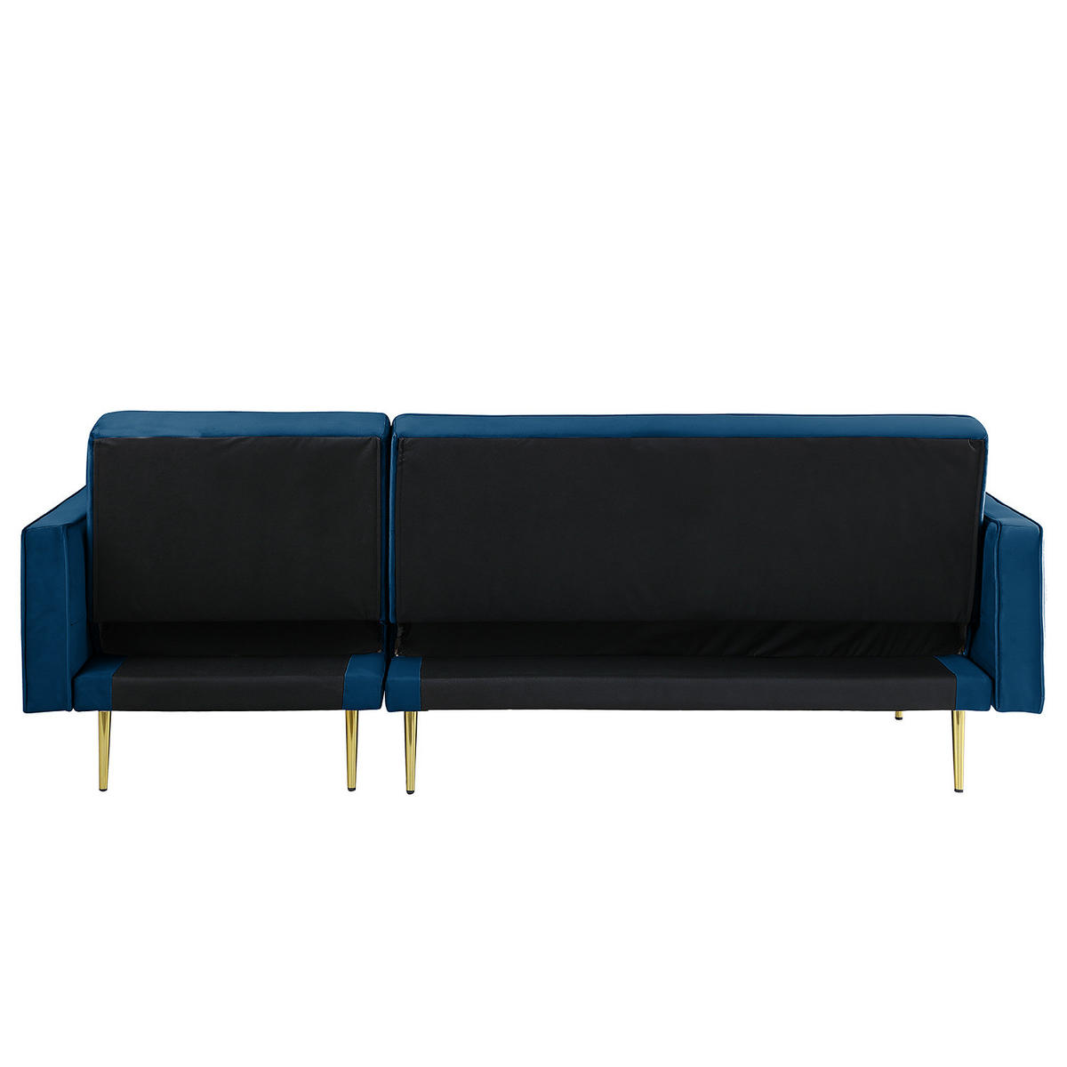 ECKSOFA mit Schlaffunktion - Goldfarben/Blaugrau, Textil/Metall (223/144cm) - home24