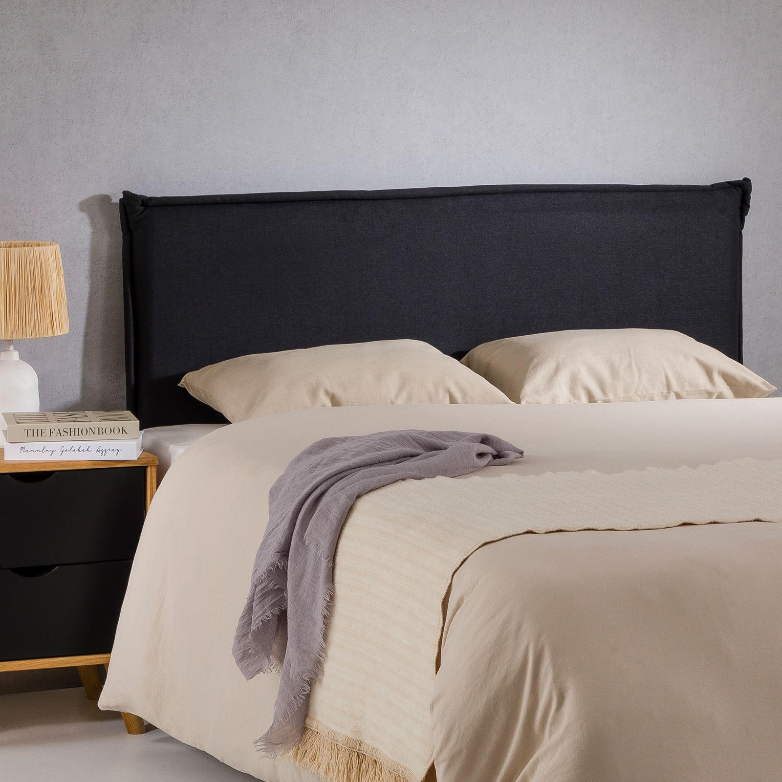 KOPFTEIL VINCEL 160X190 CM - Schwarz, Textil (162/94/7cm) - IDIMEX