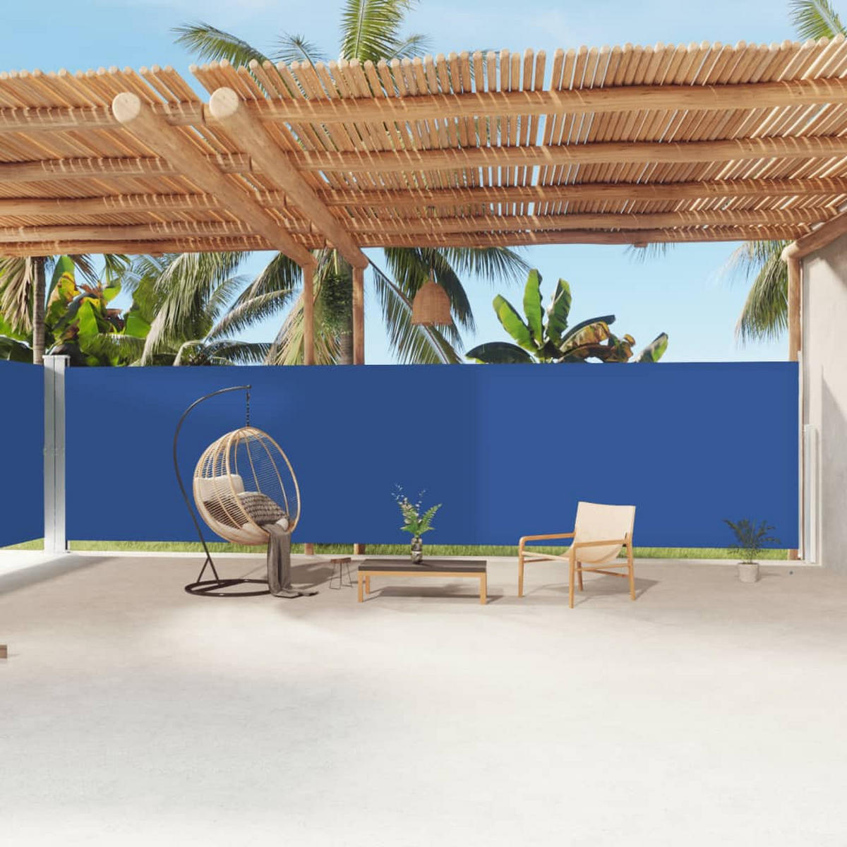 SEITENMARKISE Ausziehbar Blau 200x1200 cm - Blau, Textil (1200/200/1200cm) - furnicato