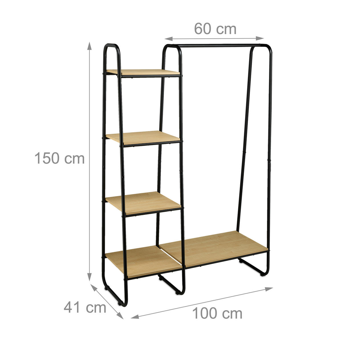 GARDEROBE - Multicolor, Holzwerkstoff/Metall (100/150/41cm) - Relaxdays