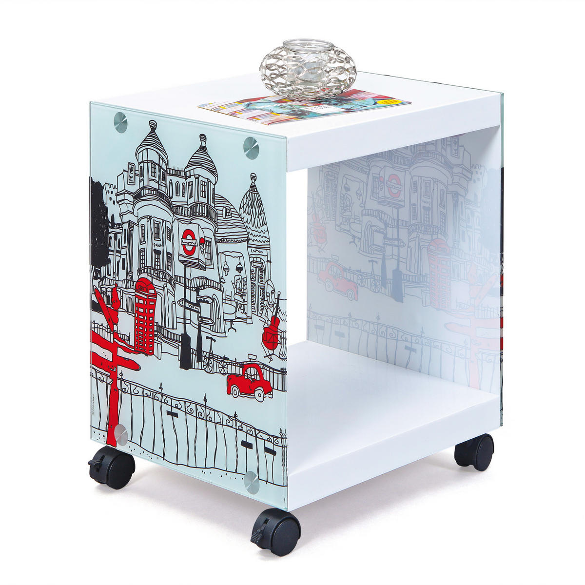 COUCHTISCH mit Glasseiten weiss - Weiß, Holzwerkstoff (34/38/46cm) - ebuy24