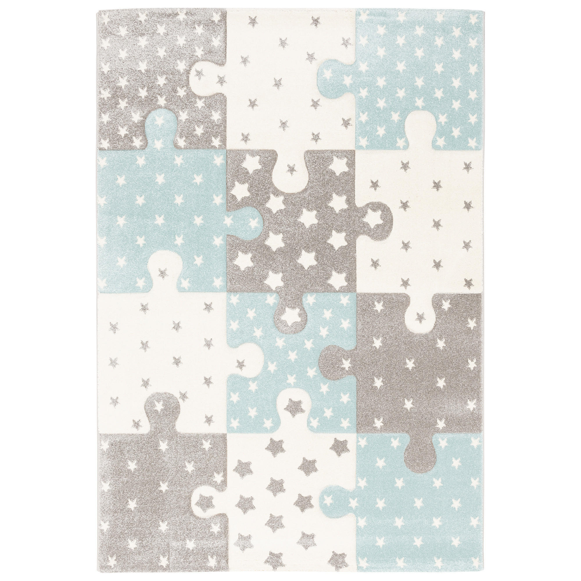 KINDER TEPPICH MAUI KIDS PUZZLE KARO - Blau, Textil (200/290cm) - Pergamon