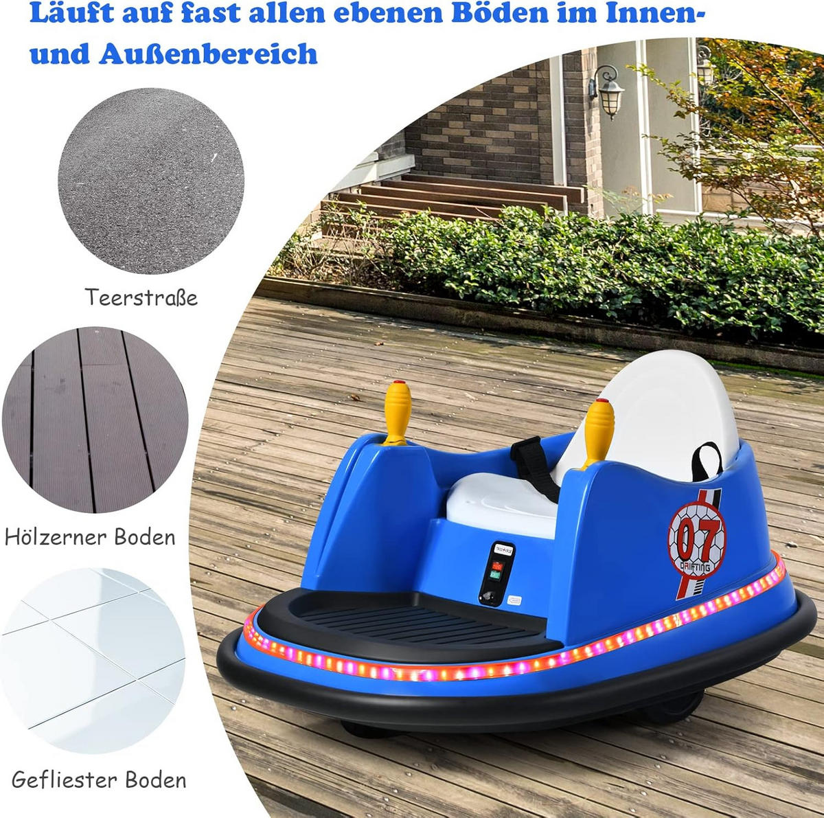 AUTOSCOOTER 6V Kinder Blau - Blau, Kunststoff (75/42/57cm) - COSTWAY