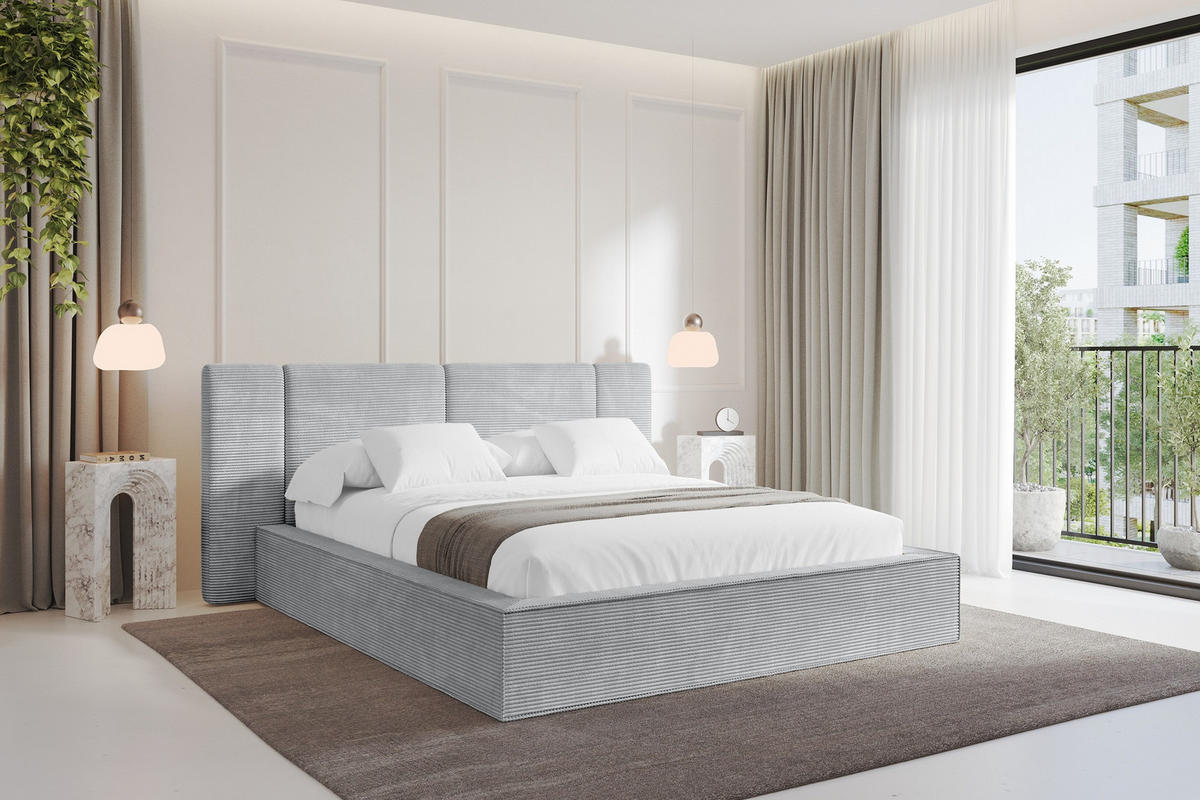 POLSTERBETT mit Bettkasten und Lattenrost, Boxbett ohne Matratze - RIVO 200x200 Grau - Anthrazit, Holzwerkstoff/Textil (200/200cm) - ALTDECOR
