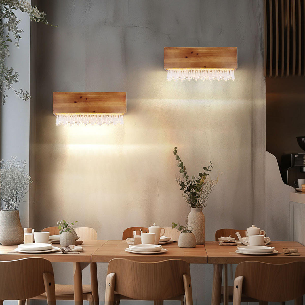 LED WANDLEUCHTE EDELTRAUD Holzoptik Braun - Braun, Holz (37/17/11cm) - Globo Lighting