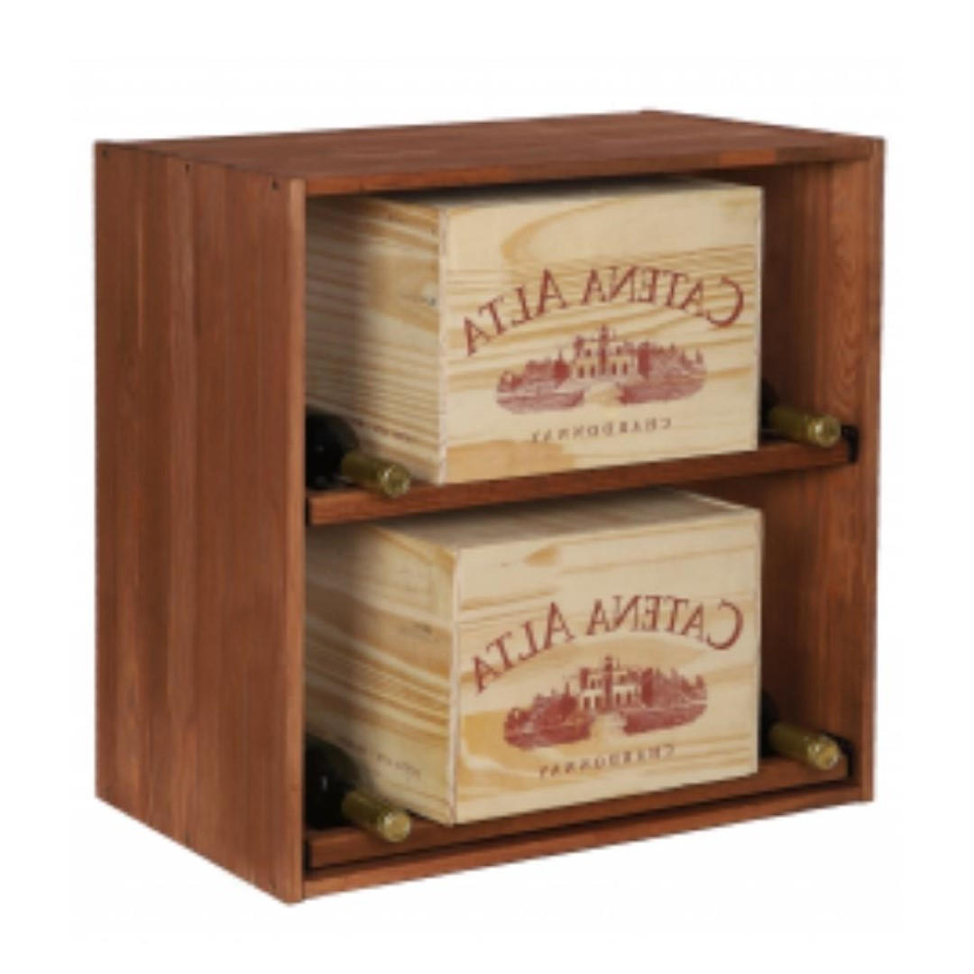 WEINREGAL Vincellar Mod 60x60x30 cm Modul Für 12 Flaschen Oder Weinkisten mit Ausziehbaren Ebenen Massives Kiefernholz Braun Geölt - Braun, Holz (60/60/30cm) - PROREGAL