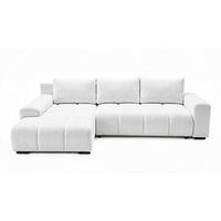 ECKSOFA Ovia mit Bettkasten und Schlaffunktion, Bouclé-Stoff in L-Form - Weiß, Textil (270/185cm)
