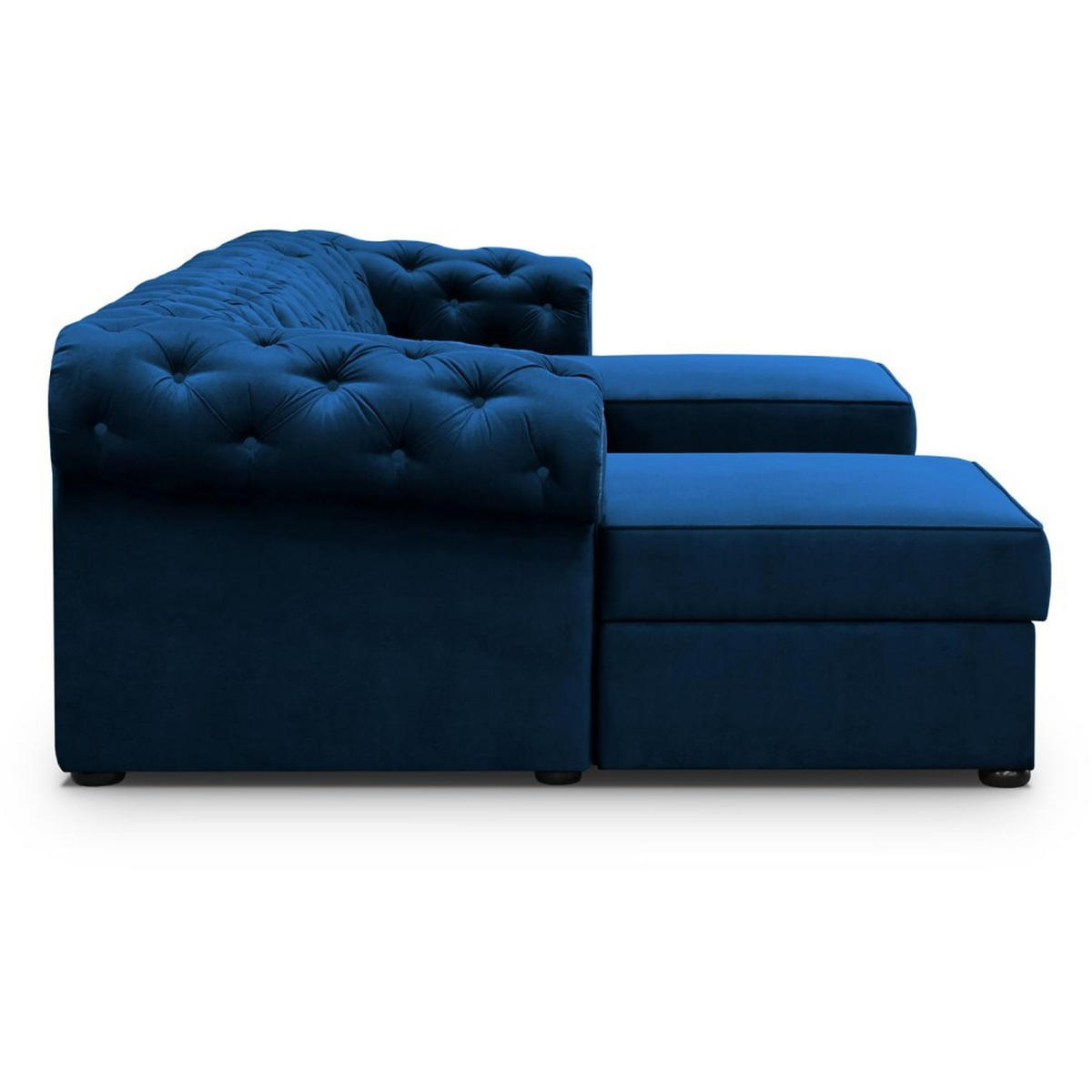 WOHNLANDSCHAFT Chester im Chesterfield-Stil, Dunkelblau - Schwarz/Dunkelblau, Textil (348/81/174cm) - Beautysofa