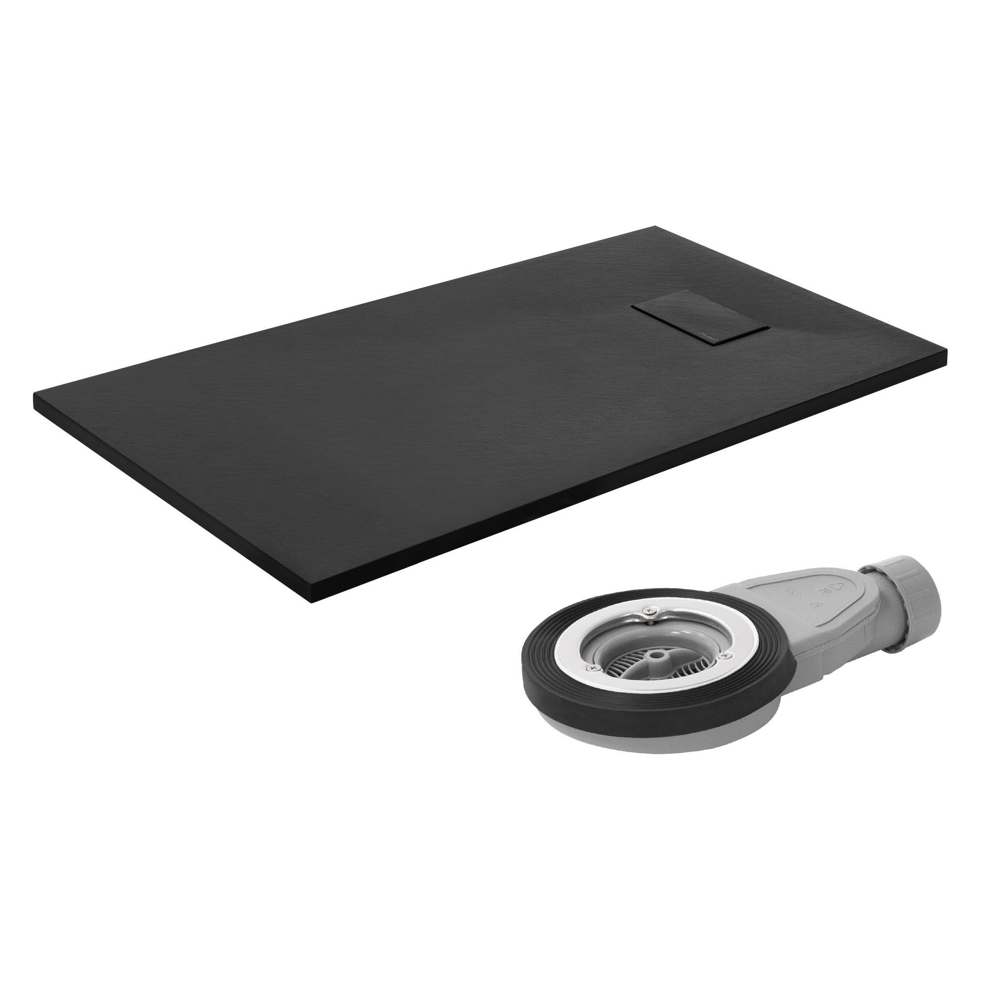 DUSCHWANNE 120x70 cm Schwarz mit Ablaufgarnitur aus SMC - Schwarz, Kunststoff (70/3/120cm) - LuxeBath