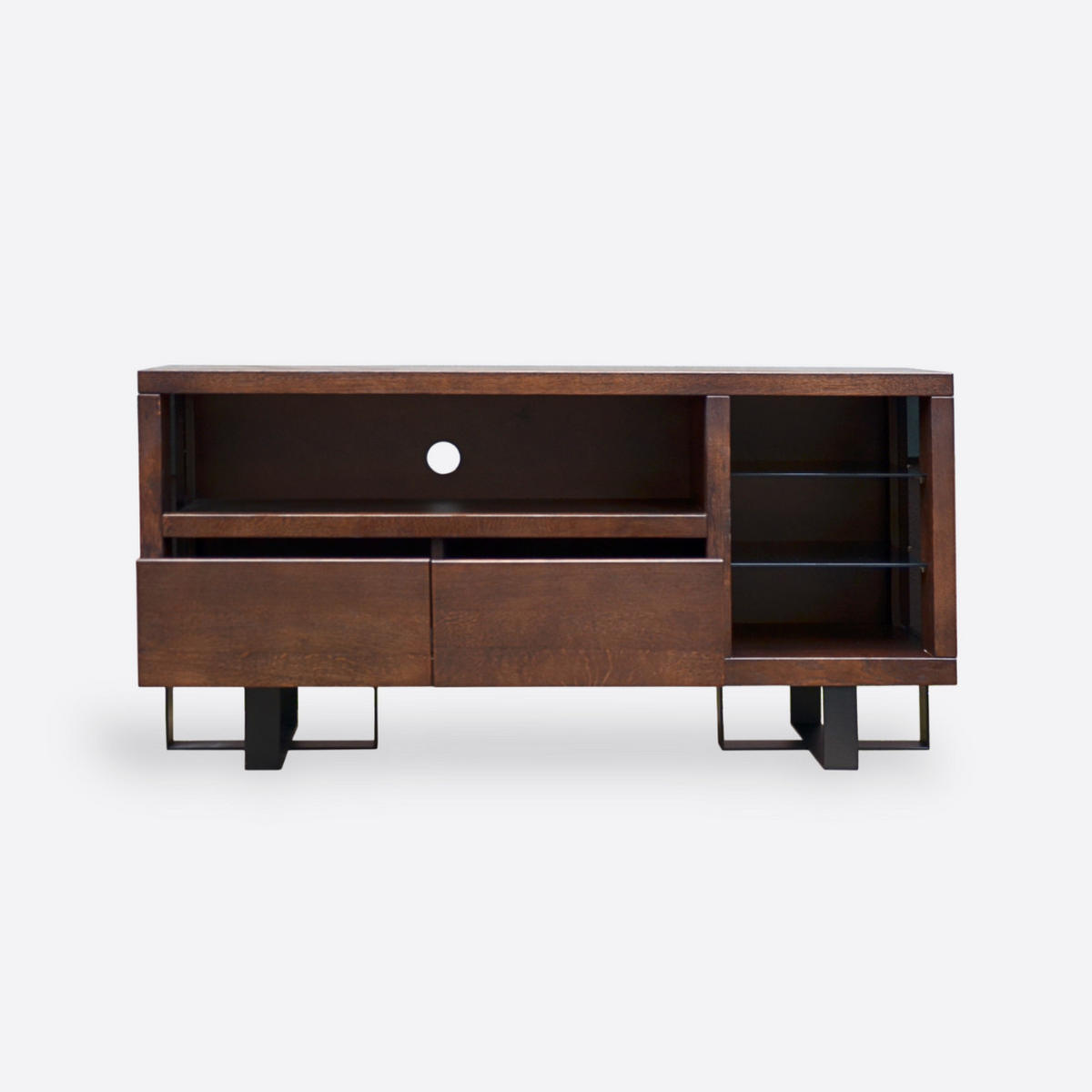 TV-SCHRANK aus Massivholz auf metallenen Beinen MOCCA - Eichefarben, Holz (140/70/40cm) - Rawood Furniture