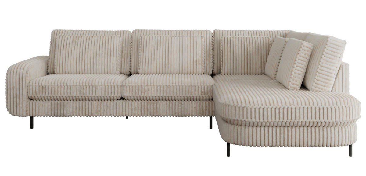 ROHOVÁ SEDAČKA CALENO L - Béžová Manšestr - Levá Strana - černá/béžová, kov/textil (317/225cm) - MKS